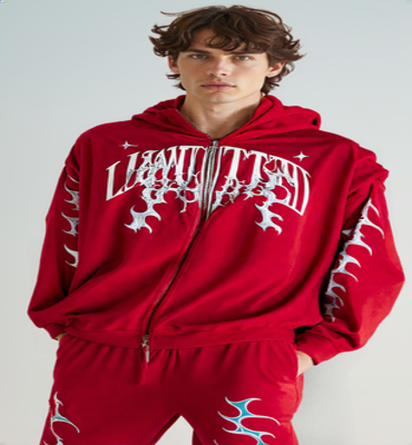 Red Graphic track Suit 